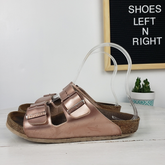 birkenstock metallic rose gold arizona